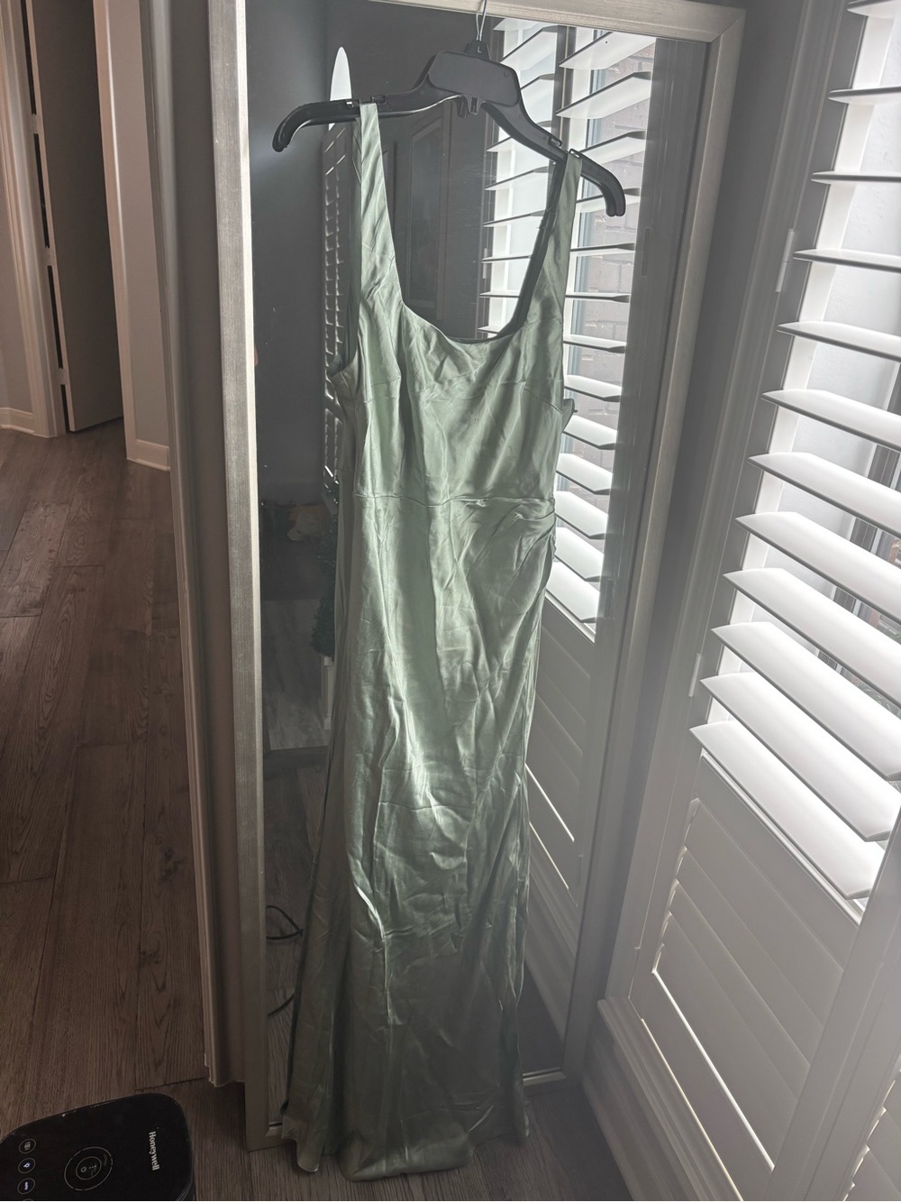 Hello Molly Sage Green Satin Maxi Dress